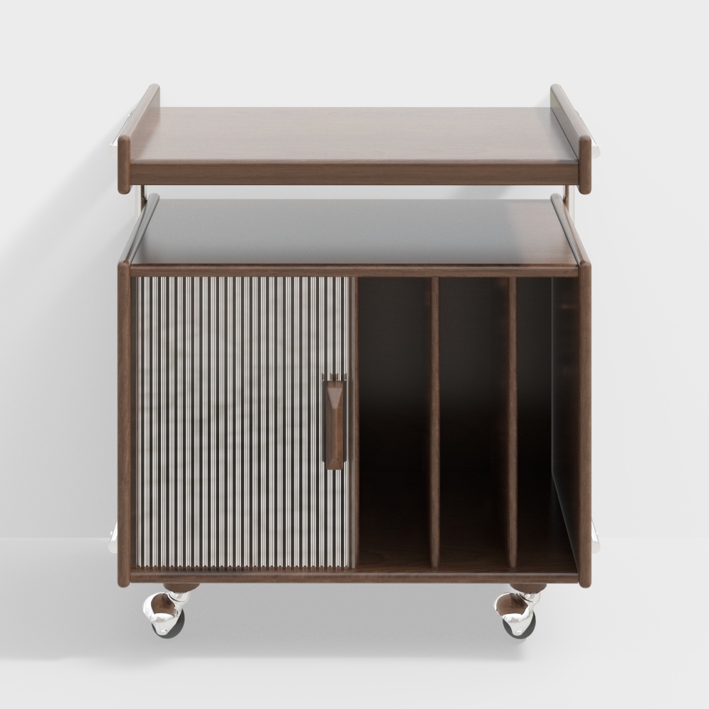 Stylish Mobile Library 3D Model – Low-Poly Wood & Metal
