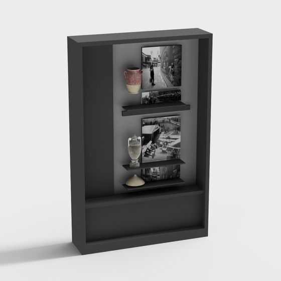 Stylish Low-Poly Bookshelf 3D model