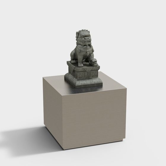 Traditional Stone Lion 3D Model for Creative Projects