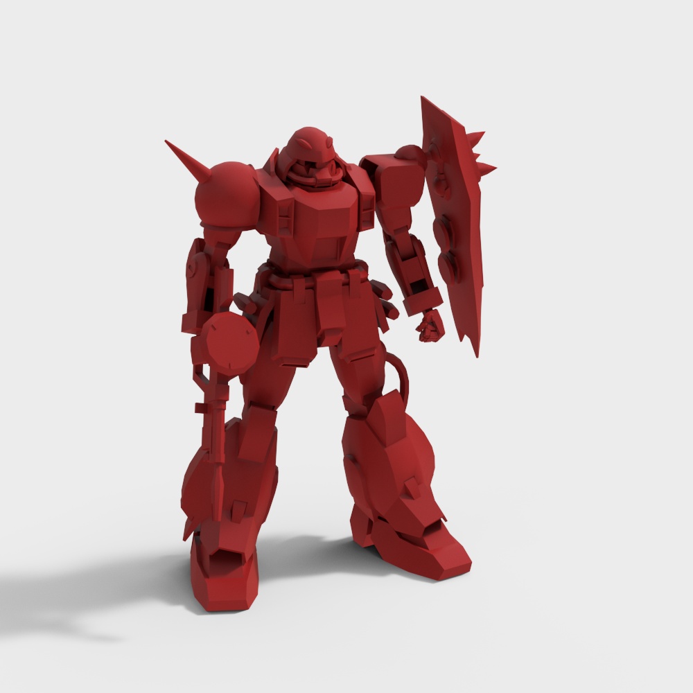 Low Polygon Red Mech 3D Model