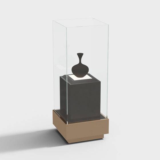 Sleek Low-Poly Display Cabinet 3D model