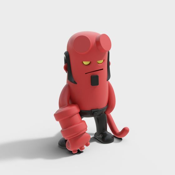 Red Demon 3D model with Unique Low-Poly Design