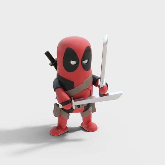 Deadpool 3D Model - High-Detail Low-Poly Design