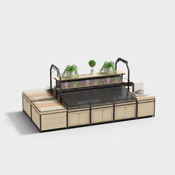 Low Poly Grocery Store Display Stand 3D model