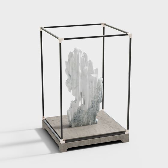 Elegant Marble Sculpture Display Stand 3D model