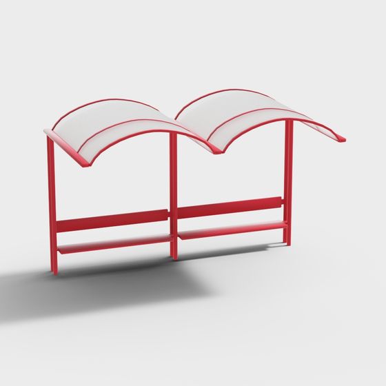 Red Residential Area Bus Stop 3D Model for Transit