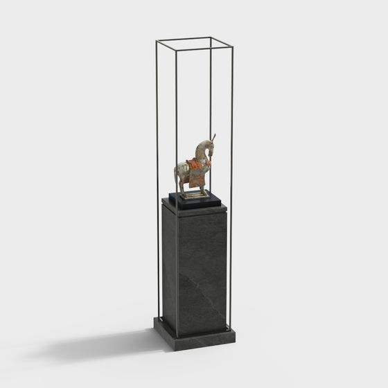 Ancient Horse Sculpture Display Stand 3D model