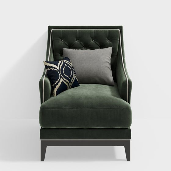 Deep Green Velvet Sofa 3D model