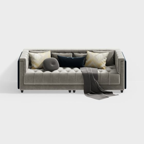 Stylish Low-Polygon Sofa 3D model for Modern Interiors