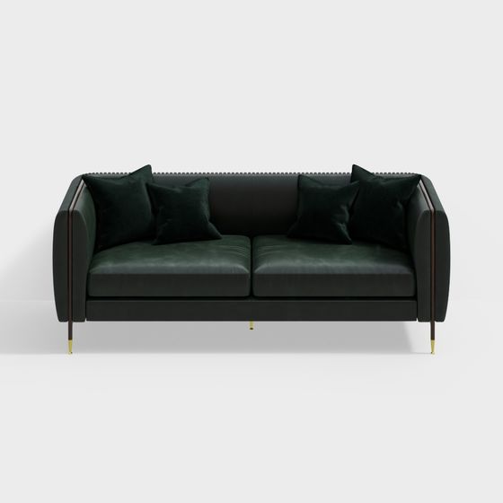 Chic Green Leather Sofa 3D model for Modern Interiors