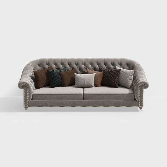 Elegant Chesterfield Sofa 3D model