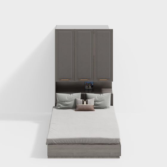 Stylish Wall Bed 3D model for Modern Spaces