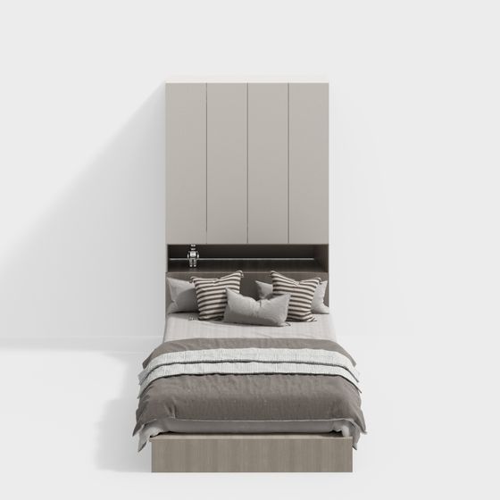 Stylish Wall Bed 3D Model for Modern Interiors