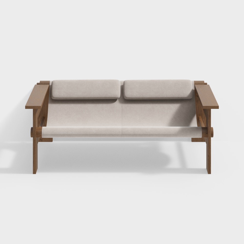 Modern Minimalist Sofa 3D Model – Nordic Fabric Design