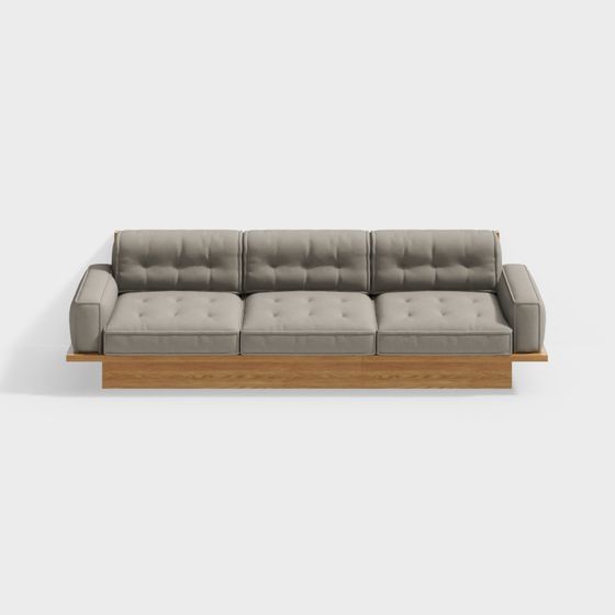 Nordic Minimalist Gray Sofa 3D model