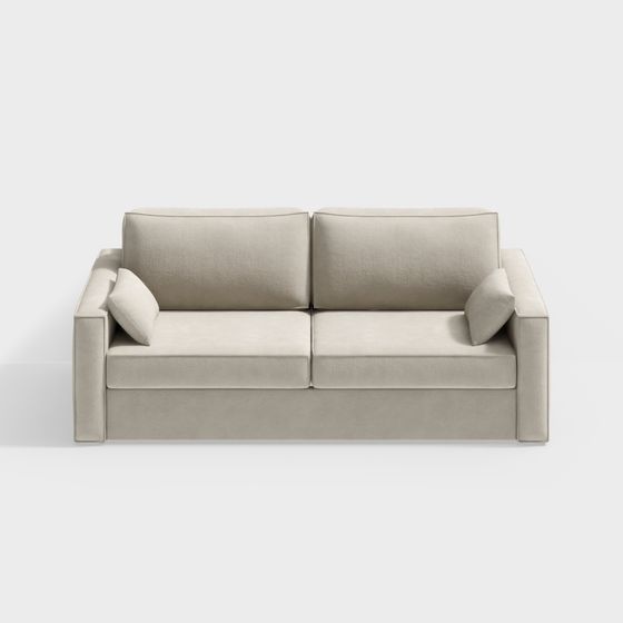 Nordic Double Sofa 3D Model in Beige Finish