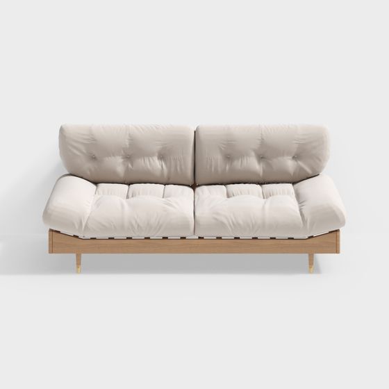 Beige Nordic Double Sofa 3D Model