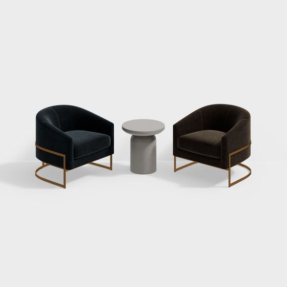 Urban Elegance Sofa and Coffee Table Set 3D model