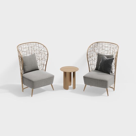 Rattan Lounge Set 3D model