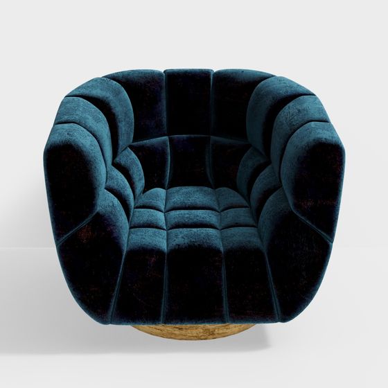 Elegant Deep Blue Velvet Armchair 3D model