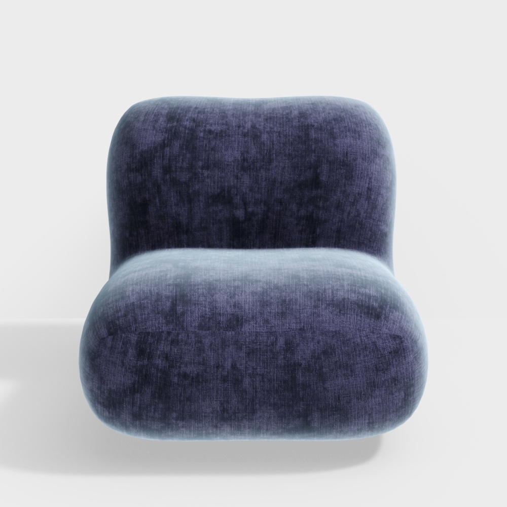 Elegant Navy Blue Sofa 3D Model – Low Poly Velvet