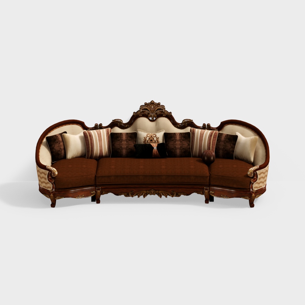 Royal Comfort Sofa 3D Model – Vintage Upholstered Design