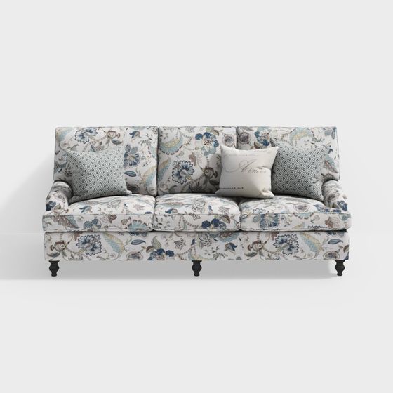 Cozy Floral Sofa 3D model with Elegant Botanical Design