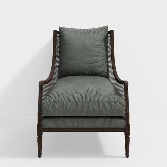 Stylish Green Velvet Armchair 3D model for Creative Spaces
