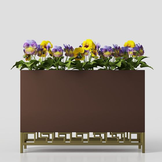 Elegant Spring Flower Pot 3D Model