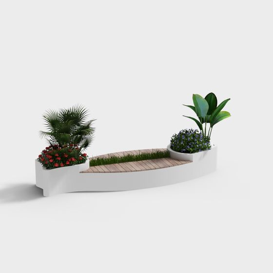 Urban Garden Path 3D Model – Low-Poly Nature Scene