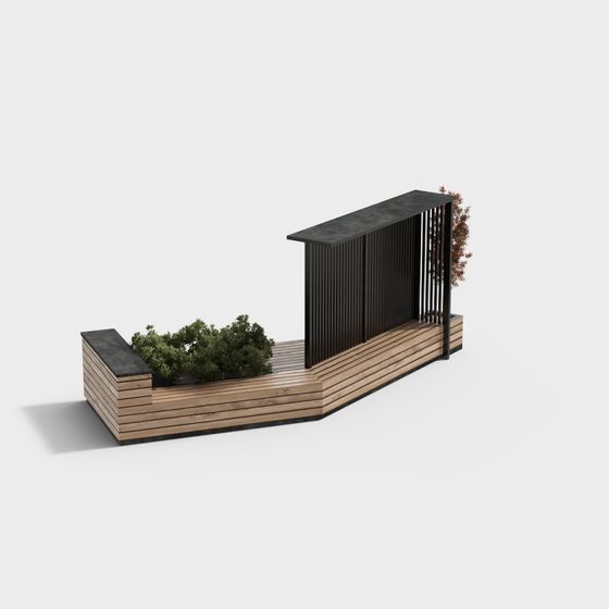 Urban Garden Low-Polygon 3D model