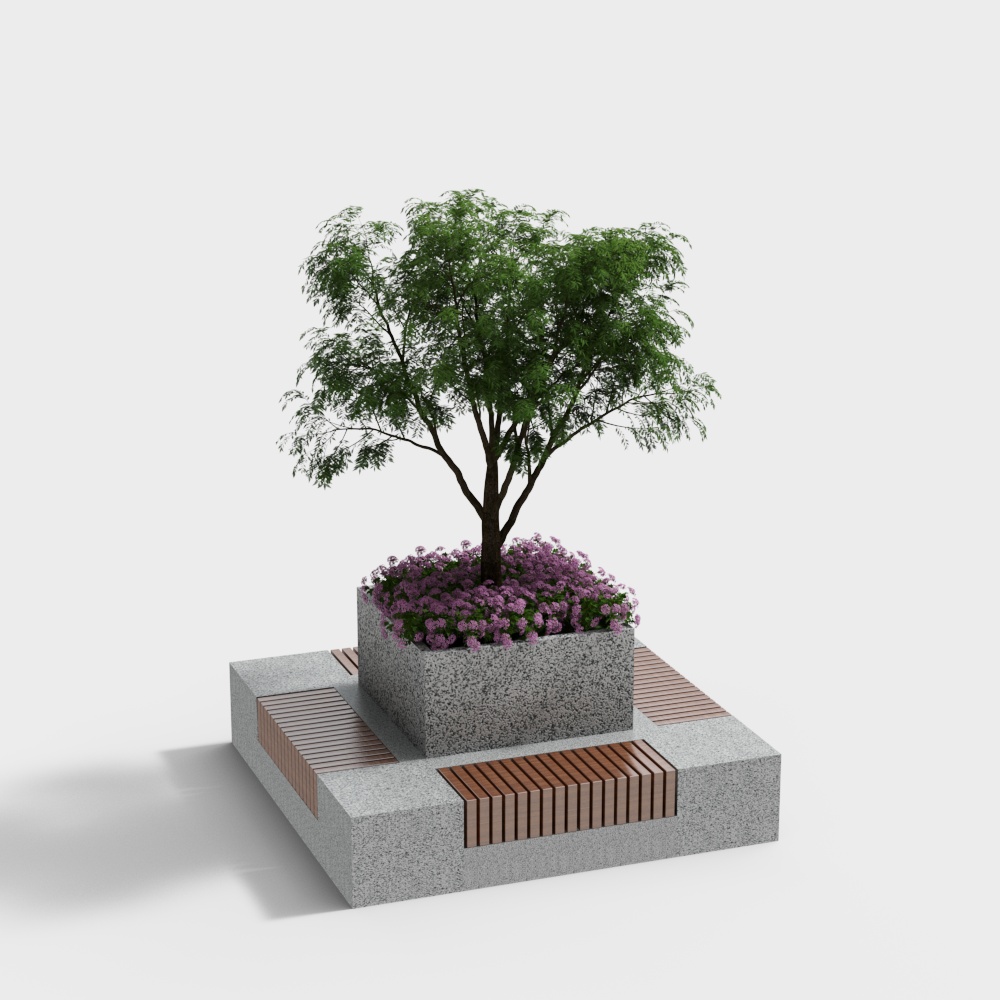 Urban Plant Landscape Low Poly 3D Model