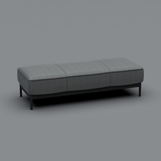 Lake Puff Bench 3D Model in Black