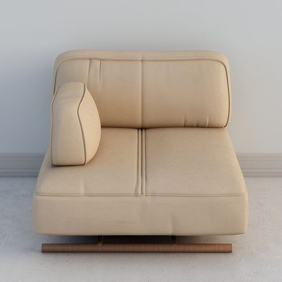 Low Poly Beige Leather Sofa 3D model