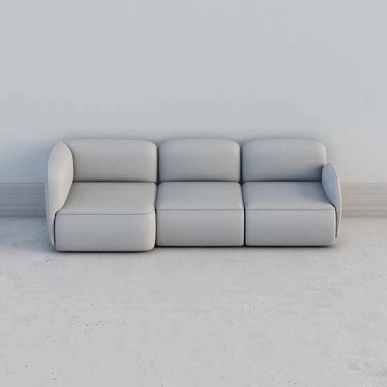Modern Minimalist Gray Sofa 3D model