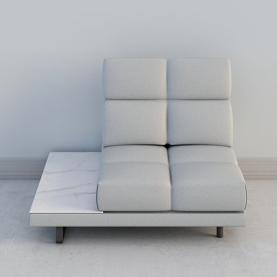Minimalist 3D Sofa Model with Marble Accent Table