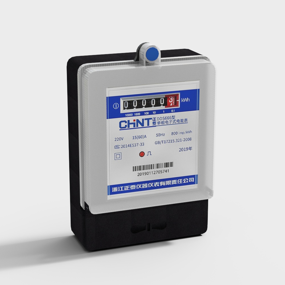 Low-Polygon 3D Electric Meter Model