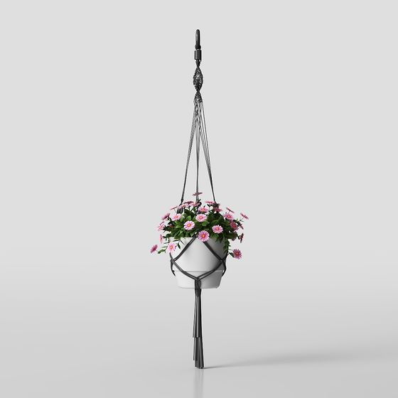 Charming Hanging Flower Basket 3D model
