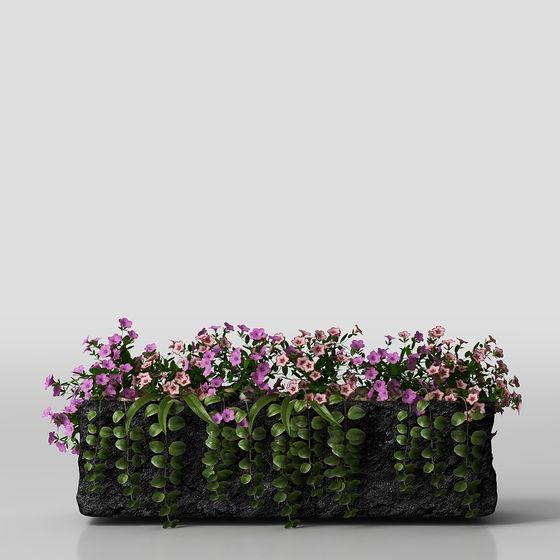 cây trồng trong chậu màu xanh dương