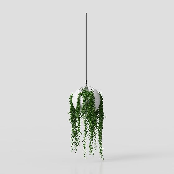 Hanging Green Plant Basket 3D model: Perfect Blend of Nature and Modernity