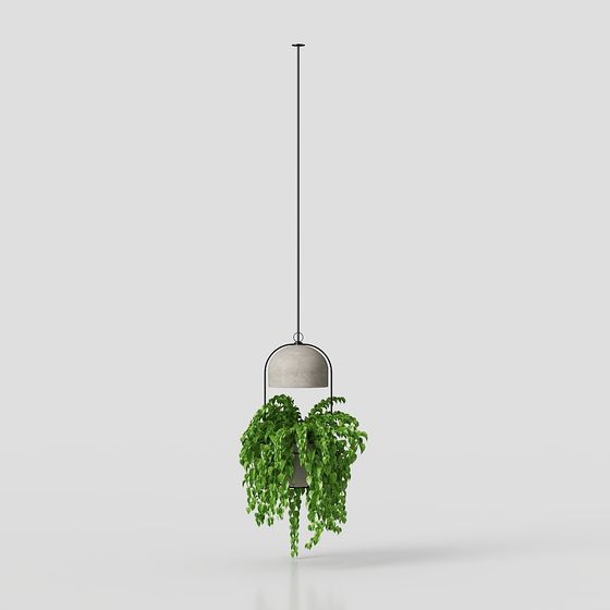 Stylish Hanging Plant Basket 3D model for Modern Interiors