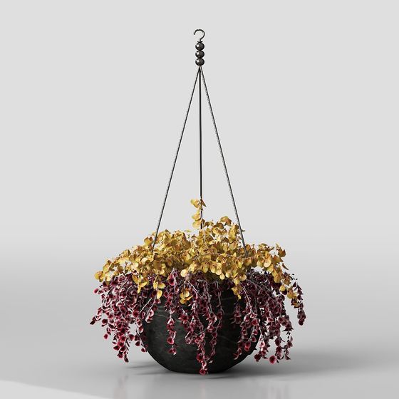 Stylish Hanging Flower Basket 3D model