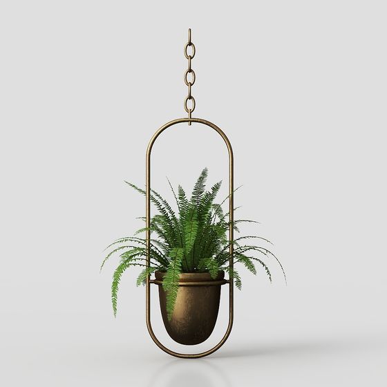 Hanging Green Plant Basket 3D model
