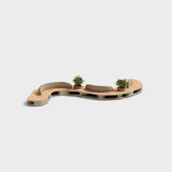 Urban Oasis Low-Poly Wooden Bench 3D Model