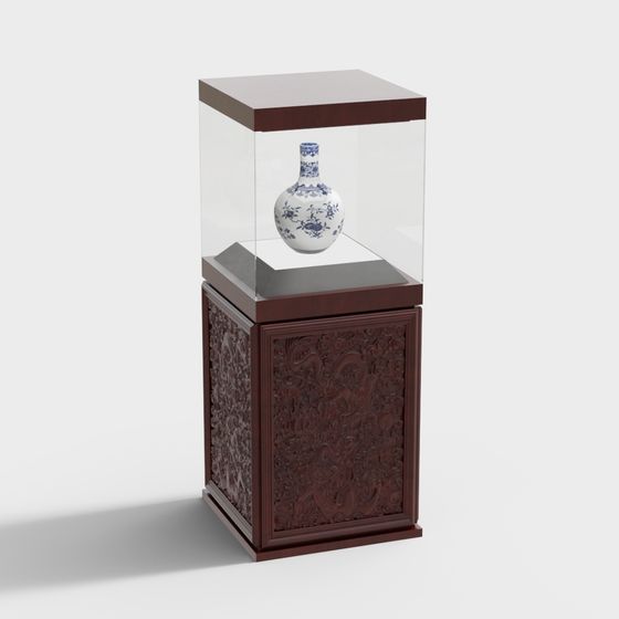 Traditional Style Vase Display Cabinet 3D model