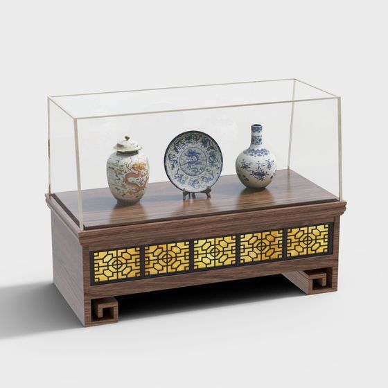 Elegant Ancient Style Display Cabinet 3D model