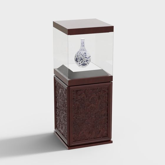 Ancient Style Vase Display Cabinet 3D model