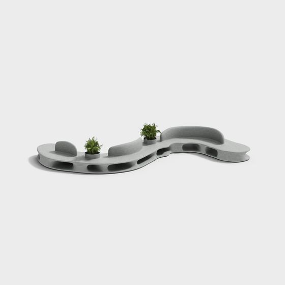 Urban Oasis Bench Low-Poly 3D model