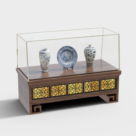 Artistic Low Poly Display Cabinet 3D model
