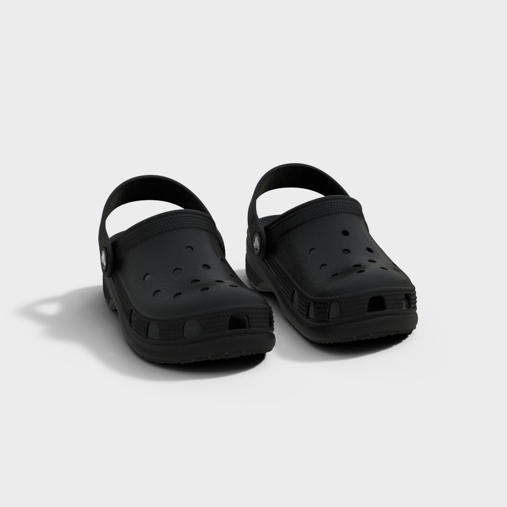Classic Black Slippers 3D model
